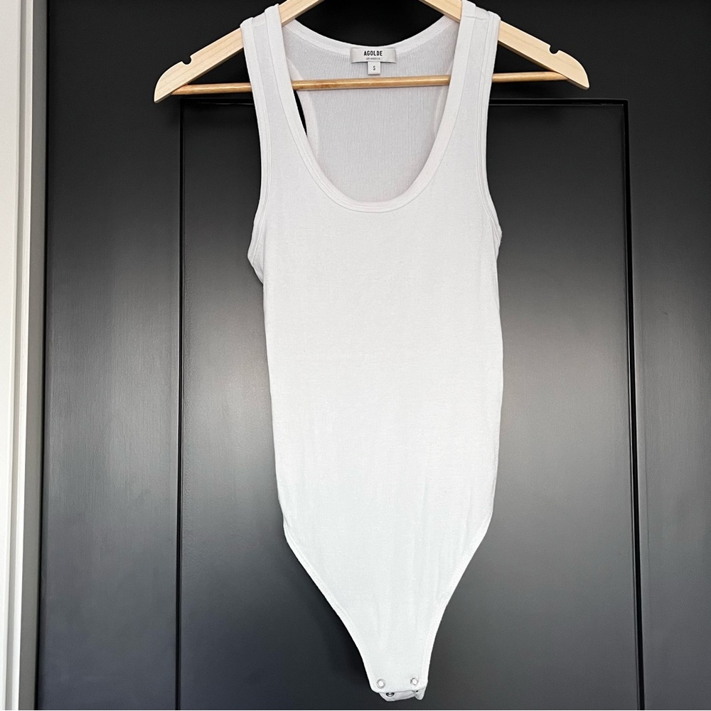 White ribbed racerback Agolde bodysuit - Sz Small
